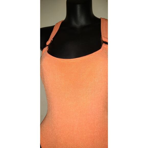 Vintage Baja Blue Swimsuit Sz 8 One Piece Neon Orange Tank Style Silver Detail - Picture 3 of 16